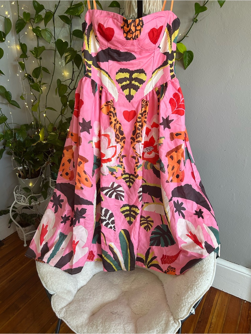 Pink Rainforest Escape Midi Dress ( Large) - Picture 3 of 7